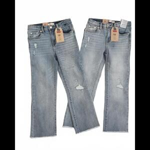 2 pairs Levi's  Wide Leg Relaxed Fit Distressed Denim Girls Jeans Size 6x NWT